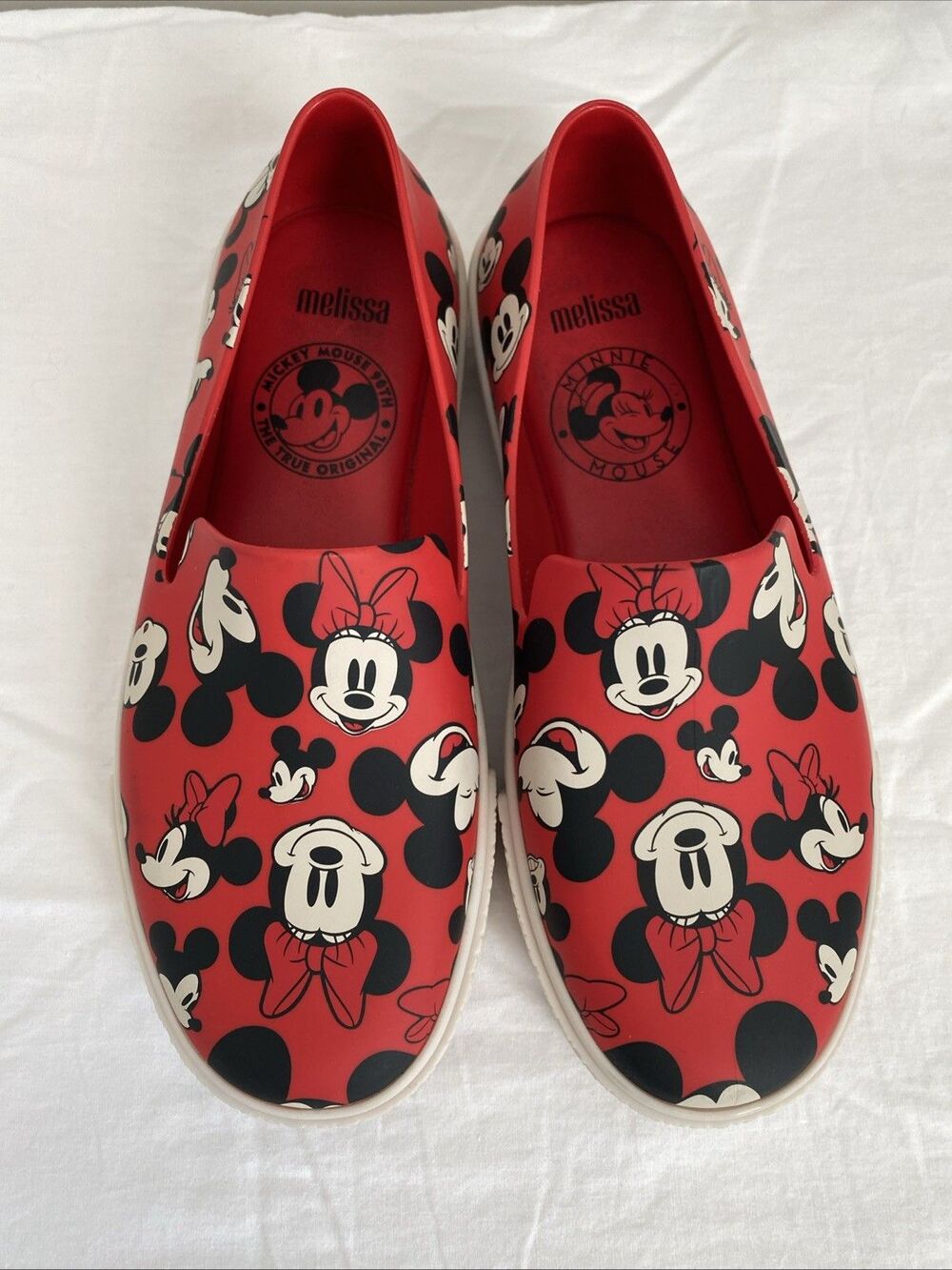 Melissa Red Mickey Minnie Mouse Slip On Loafer Flats Shoes Women's Size 5